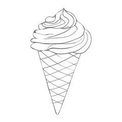 Ice cream cone isolated on white background.