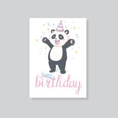 Panda vector print, baby shower card