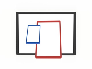 デバイスのモニターの白いコピースペース枠の3d イラスト