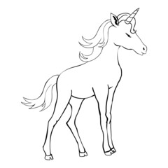 Unicorn, hand drawn vector illustration for logotype