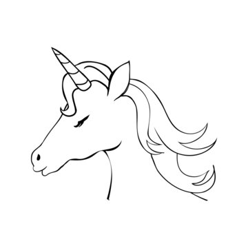 Unicorn, hand drawn vector illustration for logotype