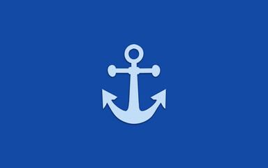 Anchor sea Symbol on Royal  Blue Background. Minimal . Flat lay Concept 