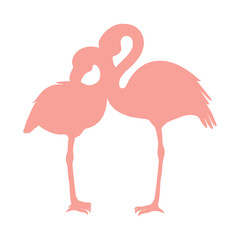 Vector image of a silhouette of a flamingo bird standing on one leg