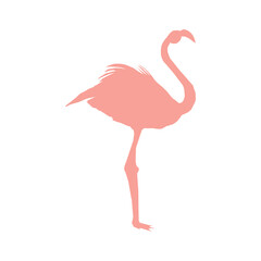 Naklejka premium Vector image of a silhouette of a flamingo bird standing on one leg