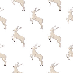 Elegant deer with floral wreath on a head and crossed arrows. Vector seamless pattern. Ethnic or Native American themed wallpaper