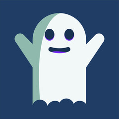 Cute ghost cartoon vector. Ghost with smiling expression. Cute vector for your halloween sticker. Vector illustration. Flat design.