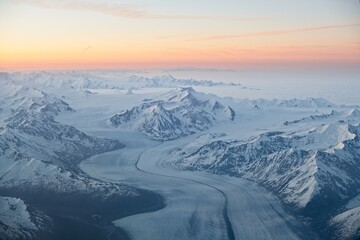 Sunrise over the Knik glacier, east of Anchorage
