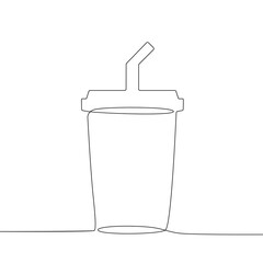 Cup drawing vector, continuous single one line art style isolated on white background. Minimalism hand drawn style