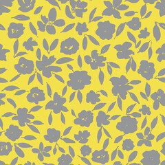 vector seamless yellow and gray floral pattern.Perfect for wallpaper,wrapping paper,fabric,textile and scrapbooking.