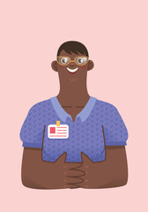 employé travail collègue conseillère directrice communication entretien embauche ressources humaines professeur femme souriant badge identité happiness manager