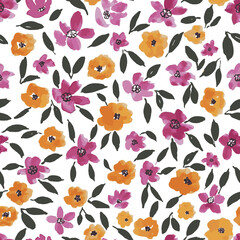 seamless watercolor ditsy florals pattern background