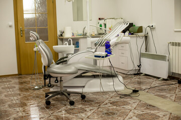 Dental clinic interior design with chair and equipment