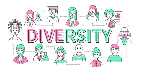 Diversity - line design style modern banner