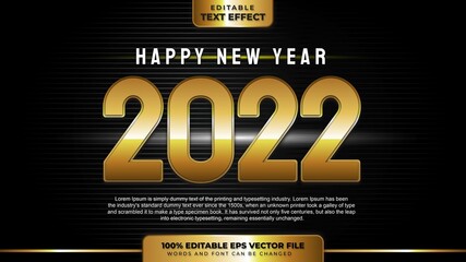 Happy New Year 2022 Gold 3D Editable Text Effect