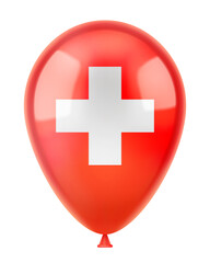 Obraz premium Helium balloon with the flag of Switzerland. 3D realistic vector illustration, isolated on white background.