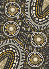Aboriginal dot design green connection concept artwork