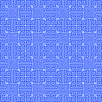 Vector seamless antique tribal geometric greek blue pattern