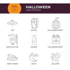 Halloween Line Icon Set Vector Template. EPS File. Customizable Stroke