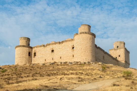 remains of the Castillo de los Silva with the keep in the background in Barcience, province of Toledo. Spain