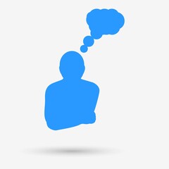 Pensive man isolated object. Vector illustration.