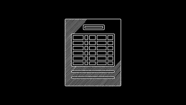 White line Report file document icon isolated on black background. Checklist icon. Business concept. 4K Video motion graphic animation