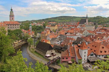 Fototapeta premium Český Krumlov, Czech Republic - May 8, 2015: Böhmisch Krumau Tschechien.
