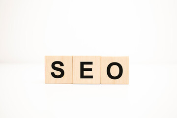 seo concept on wooden cubes. Business concept