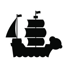 Ship icon illustration vector color black. Editable color. Black silhouette. Suitable for logos, icons, etc