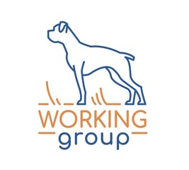 Working group logotype in modern outlined style. Editable vector illustration