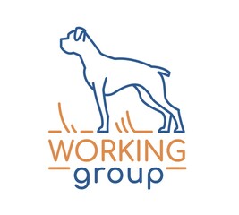 Working group logotype in modern outlined style. Editable vector illustration