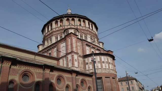 Europe, Italy , Milan October 2021 - Santa Maria delle Grazie church in downtown - Museum of Ultima Cena Cenacolo of Leonardo Da Vinci