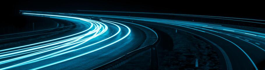 blue car lights at night. long exposure