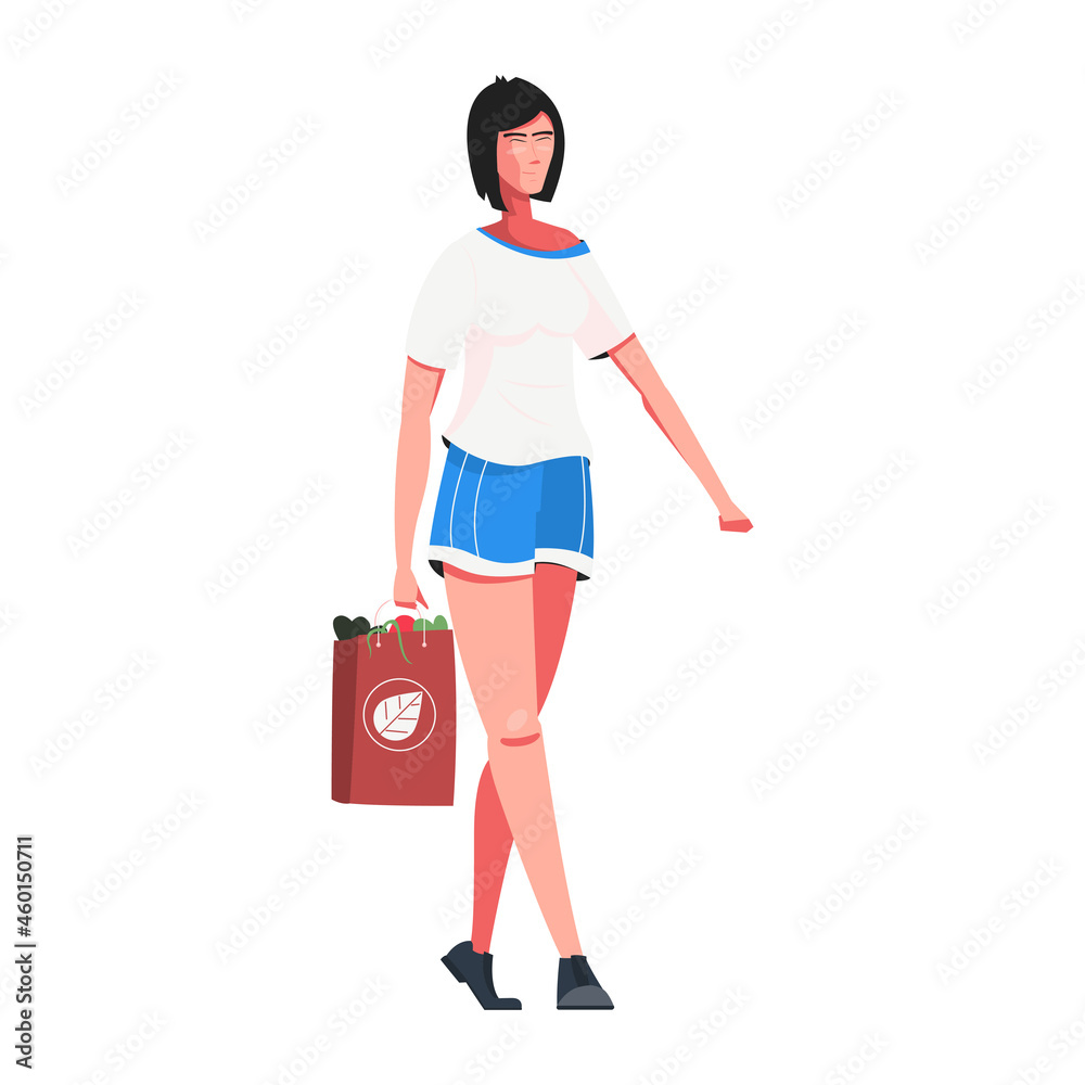 Poster Woman With Bag Illustration