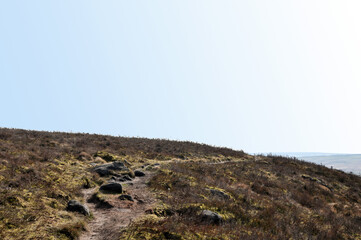 rocky path at the top of midgley moor in calderdale west yorkshire