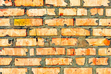 Texture of a brick wall with cracks and scratches which can be used as a background