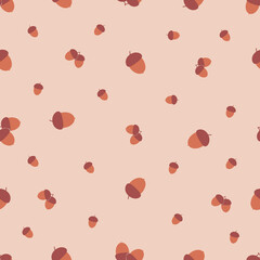 Autumn seamless pattern beige with acorns