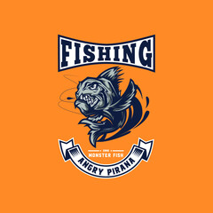 Monster Fishing T-shirt Design Vector