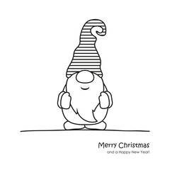 cute christmas dwarf cartoon for coloring book