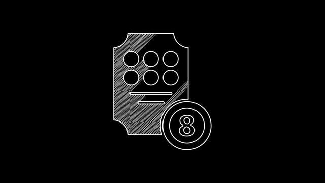 White line Online slot machine icon isolated on black background. Online casino. 4K Video motion graphic animation