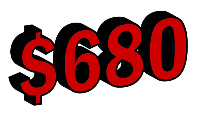 Save 680 Dollar - $680 3D red Price Symbol Offer