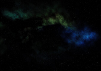Star field in space and a nebulae. 3D rendering