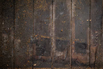 Dark wood background of vintage wooden boards from top view