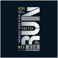 Athletic sport run typography, t-shirt graphics, vectors