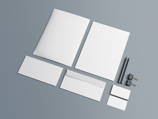 Template 3d, papelaria para identidade visual de marca para empresa corporativa e design. 