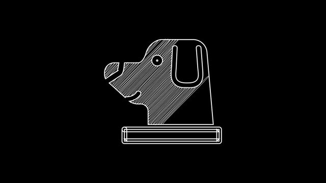 White line Dog in astronaut helmet icon isolated on black background. 4K Video motion graphic animation