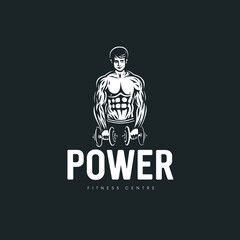 Power. Logo with the image of a muscular man.