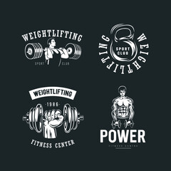 Obraz premium Fitness and weightlifting logo set.