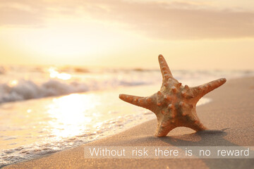 Without Risk There Is No Reward. Inspirational quote motivating to be venturous and to make...