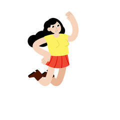 Young woman jump. Joy and enjoyment of life. A modern trendy female character. Happy girl in active motion.