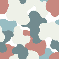 Vector seamless design illustration pattern of abstract shapes clouds in pastel colors